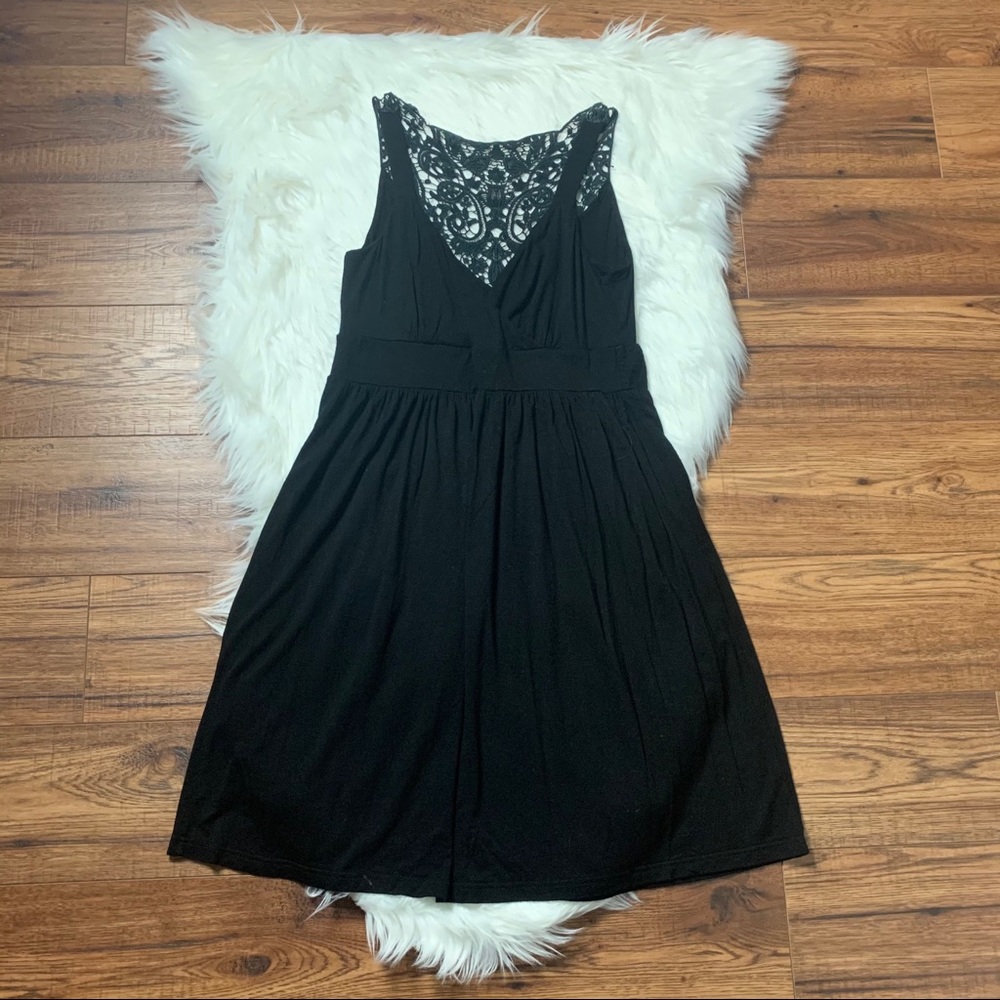 Spense Crochet Little Black V Neck Dress Size S Summer Dress EUC